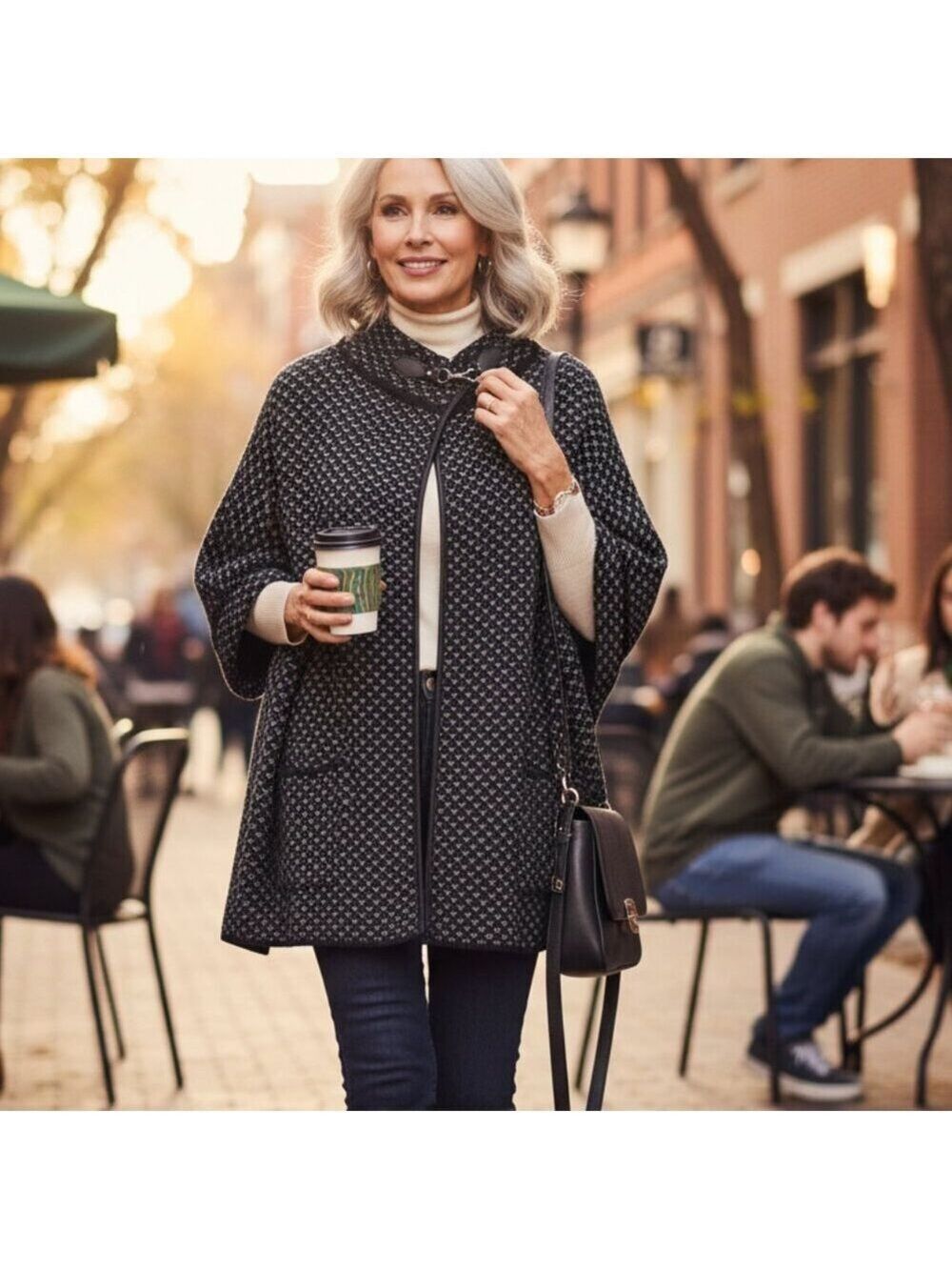 Steve Madden One Size Knit Wrap Cardigan Shawl | Cozy Layering Poncho w/ Toggle